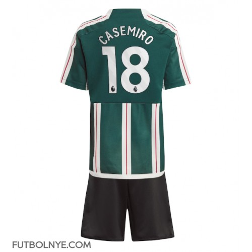 Camiseta Manchester United Casemiro #18 Visitante Equipación para niños 2023-24 manga corta (+ pantalones cortos)